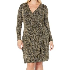 Calvin Klein Women's Plus Size Three-Quarter-Sleeve Mock-wrap Dress NWOT